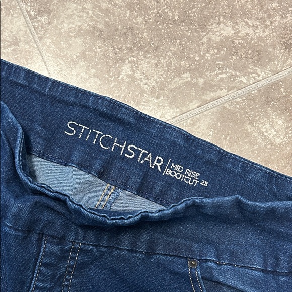 Women's Dark Blue Jeans StitchStar Mid Rise Bootcut 2x - Picture 2 of 8